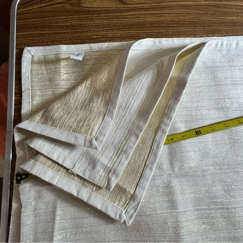 LuxeHabitat Golden Thread and Cream Tablecloth Approx. 60 X 168” 70% Cotton